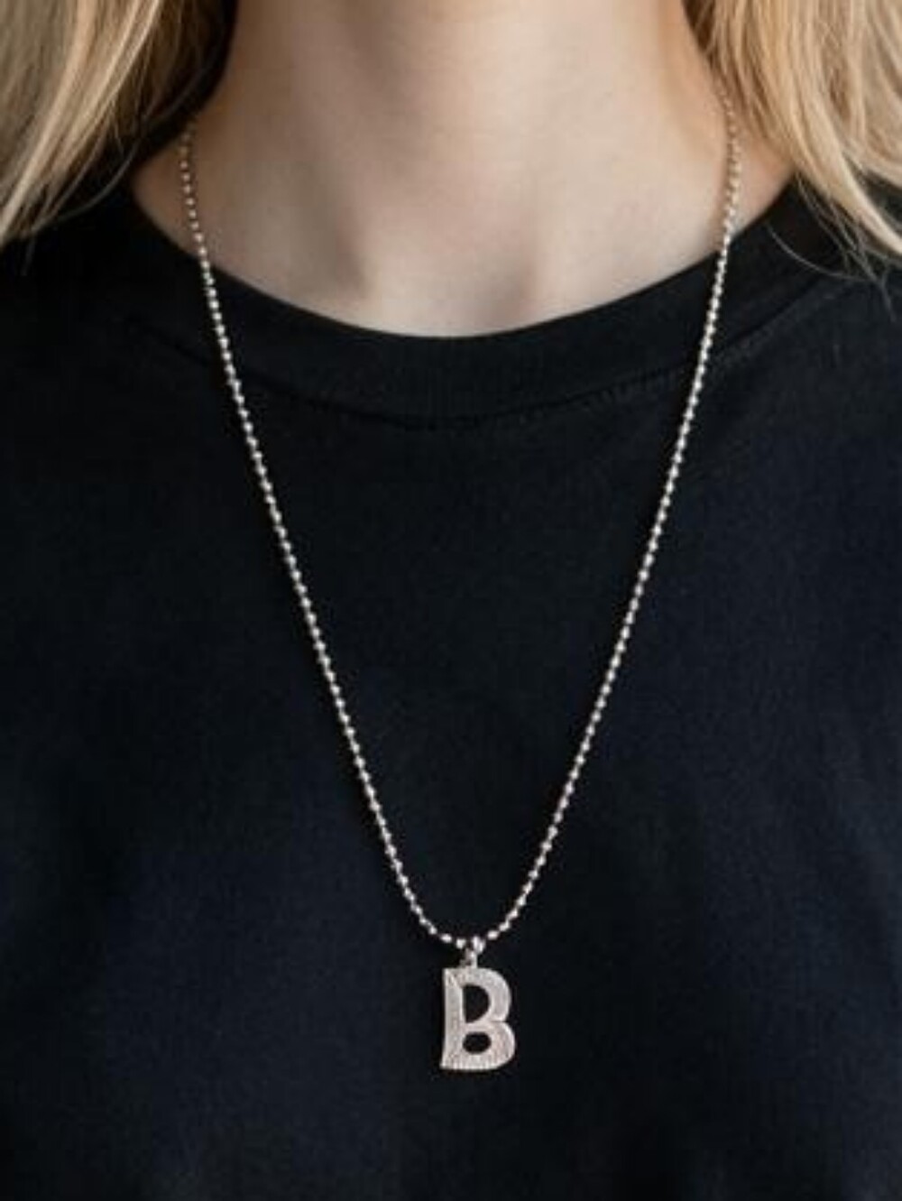 Silver Initial B Necklace